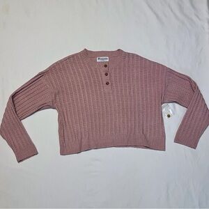 No Boundaries Pink Knit Sweater with Button Accent